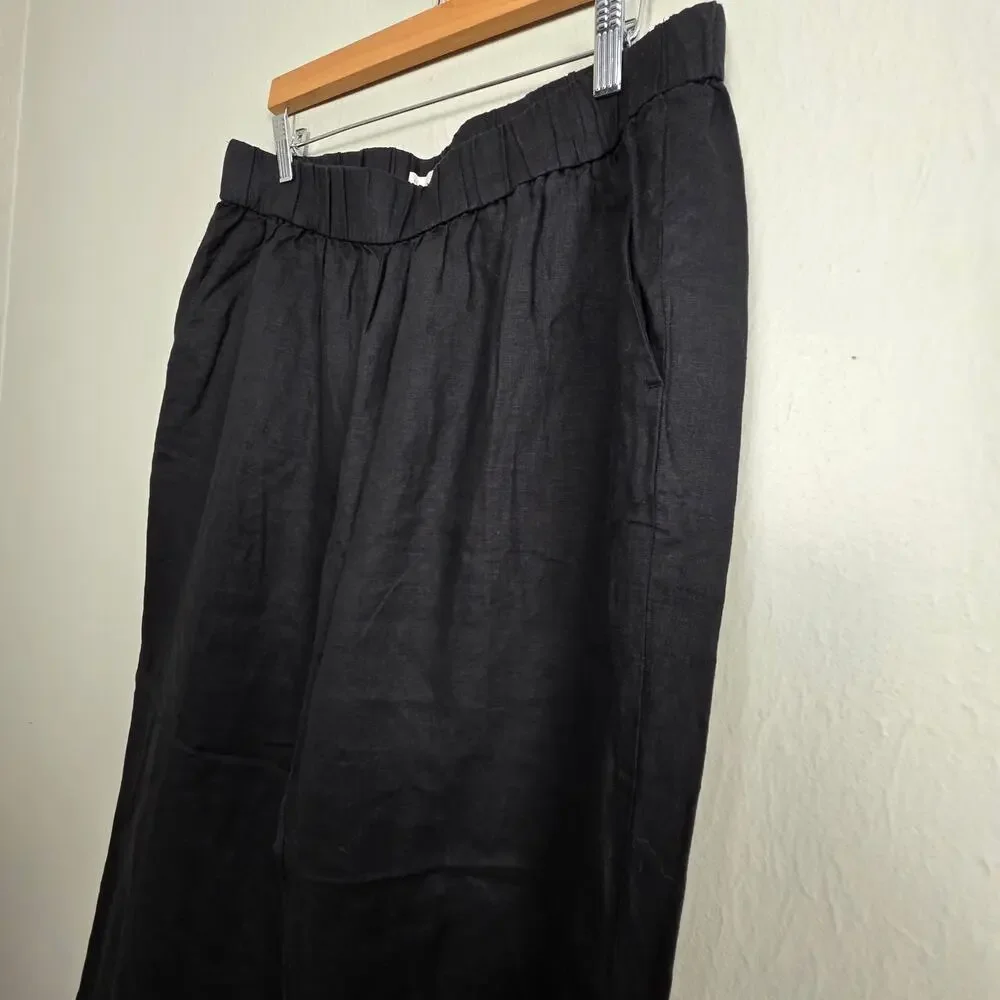 NWT Everlane European Flax Linen Black Easy Pant Black XL